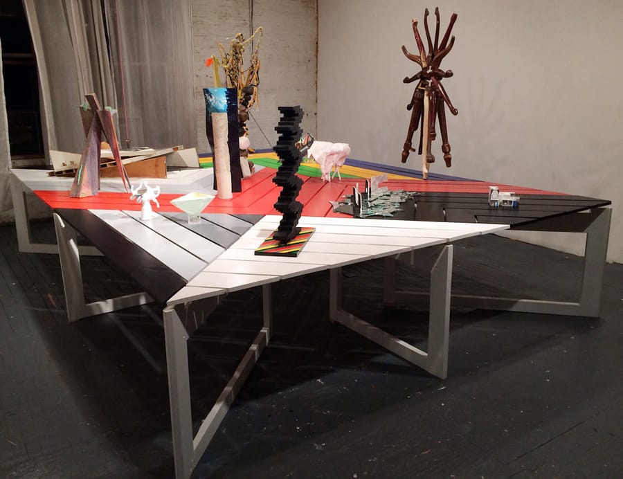 Björn Meyer-Ebrecht's 'Communal Table' at BOS 2014 (photo by Hrag Vartanian/Hyperallergic) (click to enlarge)