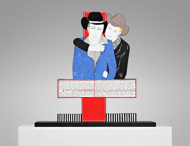 Dorothy Iannone, "Brokeback Mountain" from the 'Movie People' series (2010), 53 x 54 x 18 cm (courtesy the Künstlerin, Air de Paris, Paris, and Peres Projects, Berlin, photo by Hans-Georg Gaul)