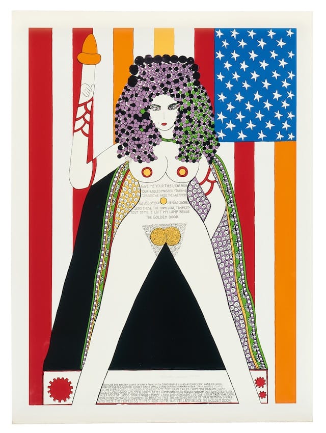 Dorothy Iannone, "The Statue of Liberty" (1977), 83.5 x 60cm, Herausgegeben von Studio Galerie Mike Steiner, Berlin - 76/100 (courtesy the Künstlerin, Air de Paris, Paris, and Peres Projects, Berlin; photo: all rights reserved)