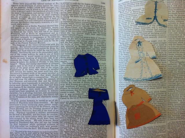Antebellum paper doll clothes in 'The Complete Works of Sir Walter Scott (v.7)' (1833) (courtesy Alderman Library, University of Virginia)