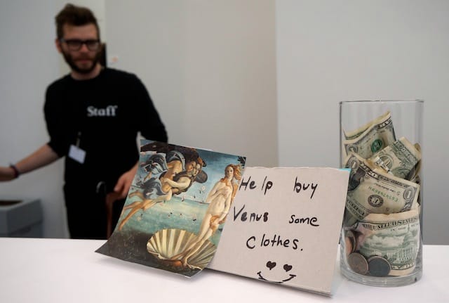 Tip jar for the coat check workers