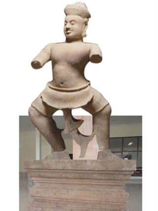 The Duryodhana digitally reunited with its podium, which is at Cambodia's National Museum (image courtesy )
