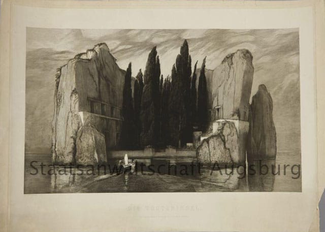 Max Klinger, "The Isle of Death (after Arnold Boecklin)" (1890), from Cornelius Gurlitt's collection (photo © Melder, Staatsanwaltschaft Augsburg) (via lostart.de)