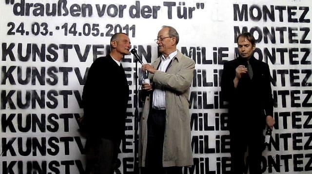 Kasper König in the center, with Mirek Macke on the left and Lionel Röhrscheid on the right (photo by Christiaan Tonnis, via Flickr)