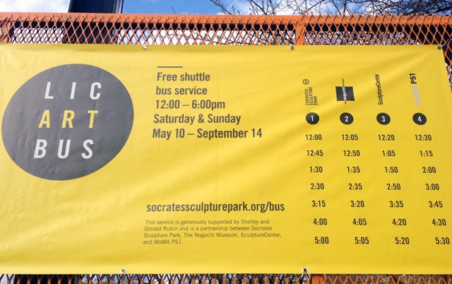 Image of a banner promoting the LIC Art Bus (courtesy the Socrates Sculpture Park)