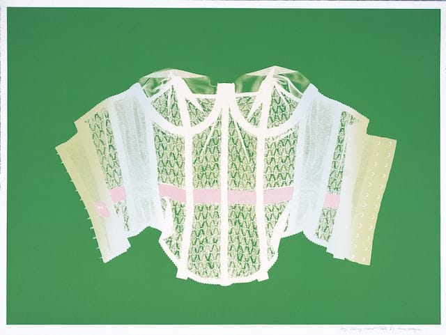 June Wayne, "Merry Widow (State I), Next of Skin Series" (1980). Color Lithograph printed by Edward Hamilton.The June Wayne Collection, courtesy Louis Stern Fine Arts.