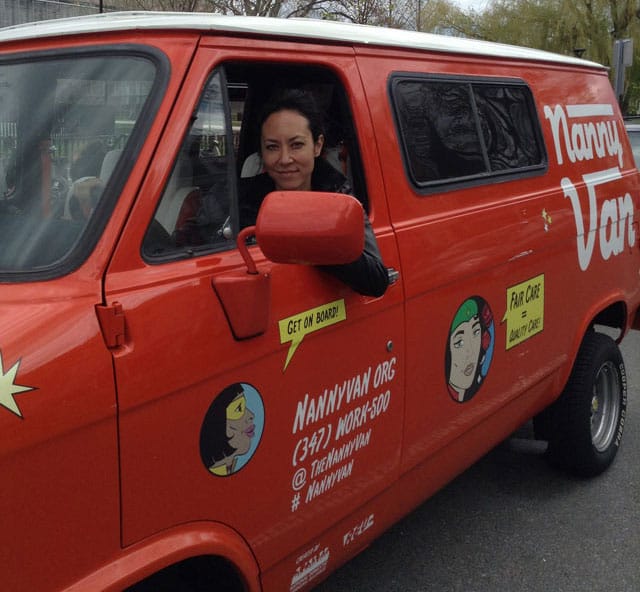 Artist Marisa Jahn in the NannyVan