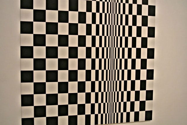 Bridget Riley, "Movement in Squares" (1962), on view in 'Somewhat Abstract'