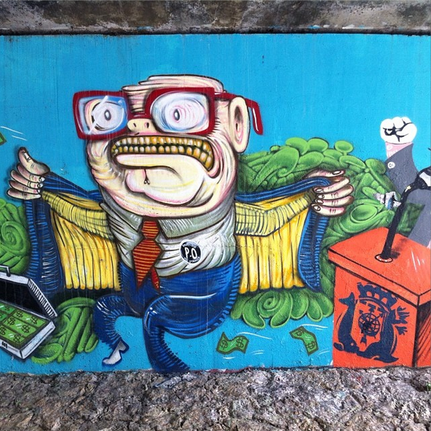 Corruption is a prominent theme in the graffiti of Rio (via Arteruario's Instagram feed)