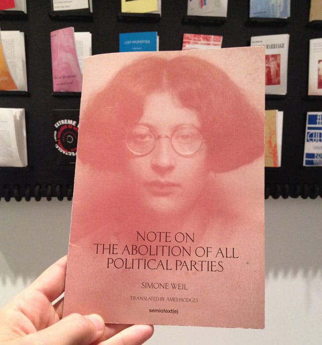 Inside the Semiotext(e) installation at the Whitney Biennial (photo by the author for Hyperallergic)