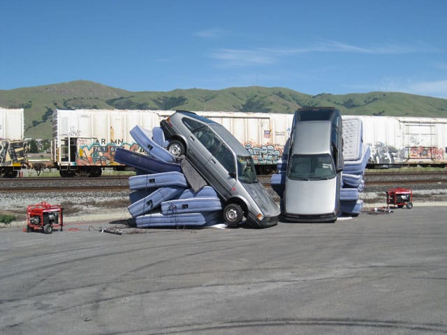 Cars nearly tipped over