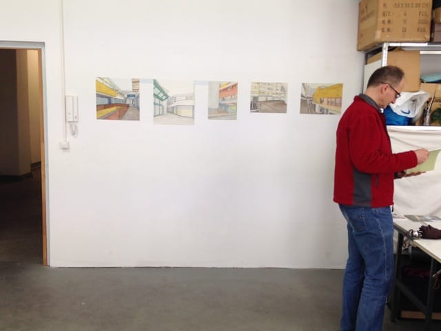 Watercolors by Petra Trenkel in her Neukölln studio