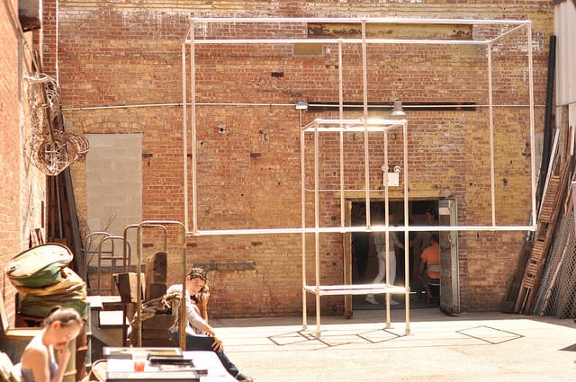 A site-specific kinetic sculptures by Brazilian artist Raul Mourão at the Newd Art Show 