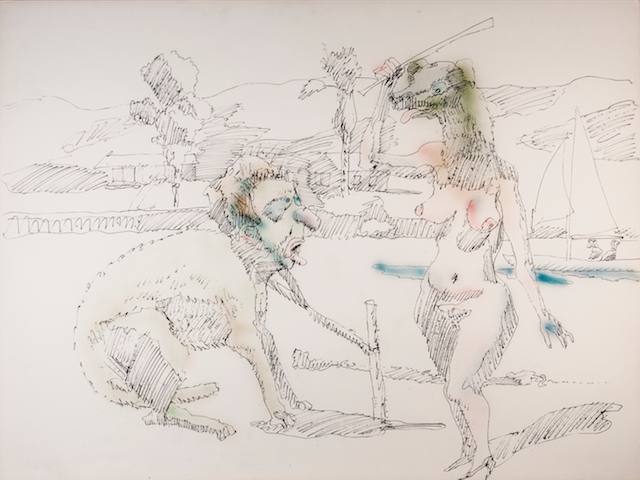 John Altoon, "Untitled" (1966), ink and watercolor on illustration board (all images © Estate of John Altoon, all photos © 2014 Museum Associates / LACMA)