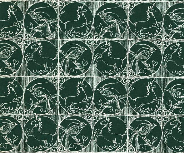 Unicorn and bird antique book pattern (1890-1930) (all images courtesy Bergen Public Library)