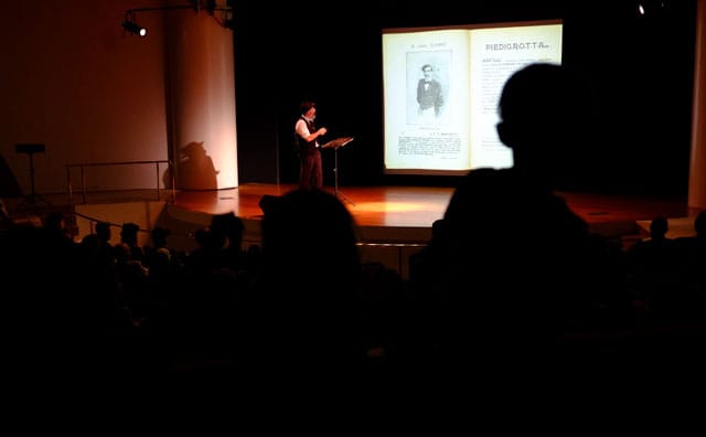 Luciano Chessa performs at the Guggenheim Museum in conjunction with 'Italian Futurism, 1909–1944: Reconstructing the Universe,' June 7–9, 2014. (©SRGF, photo by Enid Alvarez)