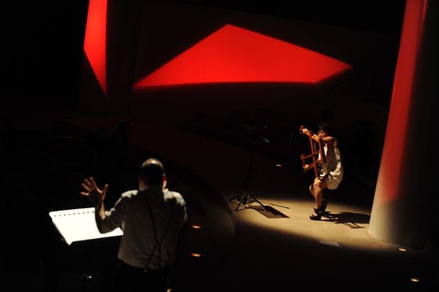 Luciano Chessa performs at the Guggenheim Museum in conjunction with 'Italian Futurism, 1909–1944: Reconstructing the Universe,' June 7–9, 2014. (©SRGF, photo by Enid Alvarez) (click to enlarge)
