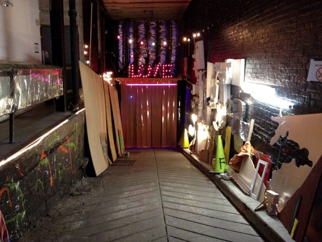 The entrance to Freecandy for the Yams Colletive event (all photos and screenshots by the author for Hyperallergic)