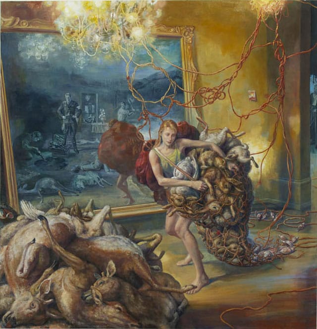 Julie Heffernan, "Self-Portrait at Gatherer" (2013), 68 x 66 in