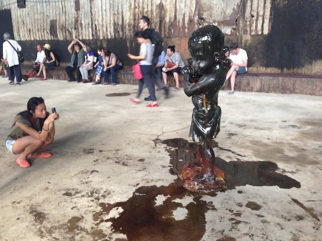 A visitor takes a photo of one of the smaller sculptures (all images courtesy Topher Ziobro)