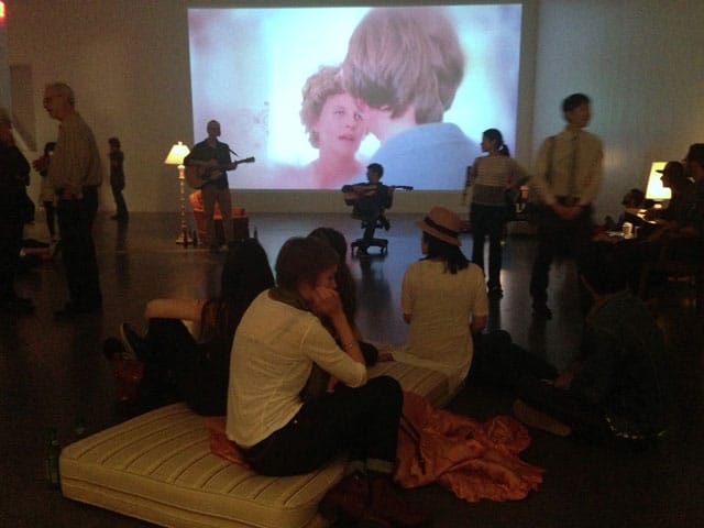Ragnar Kjartansson, installation view, 'Me, My Mother, My Father, and I' at the New Museum (photo by the author for Hyperallergic)