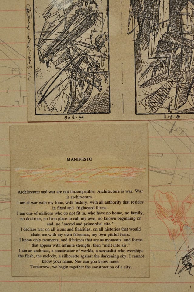 Lebbeus Woods, manifesto relating to war and architecture