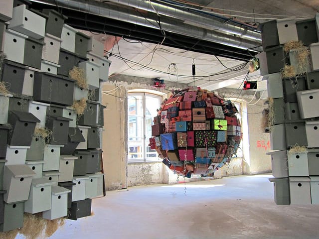 Pascale Marthine Tayou, "Empty Gift" (2013) & "Favelas" (2012)