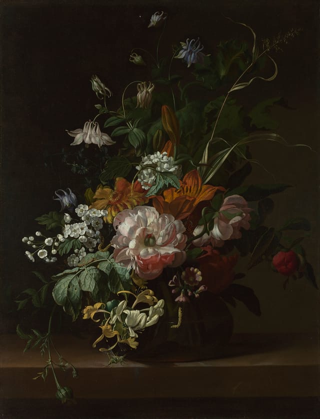 Rachel Ruysch (1664 – 1750) Flowers in a Vase, about 1685 Oil on canvas The National Gallery, London. Bequeathed by Alan Evans, 1974 © The National Gallery, London