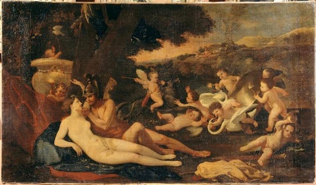 "Mars and Venus," recently reattributed to Nicolas Poussin, oil on canvas (17th century) (via Louvre)