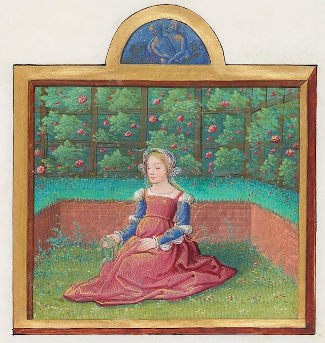 Month of May Illuminated by the Master of Claude de France Album of Calendar Miniatures, France, Tours, ca. 1517-20 The Morgan Library & Museum, MS M.1171, (fol. 5) Photography by Graham S. Haber, 2013.