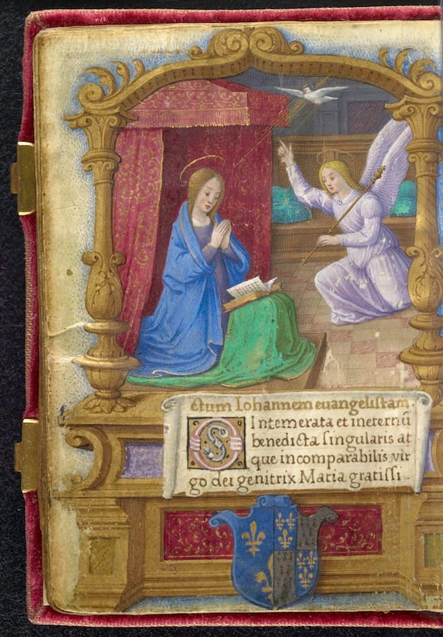 Annunciation, with the coat of arms of Queen Claude de France in the lower border Illuminated by the Master of Claude de France Prayer Book of Queen Claude de France; France, Tours, ca. 1517 The Morgan Library & Museum; MS M.1166 (fol. 18v) Gift of Mrs. Alexandre P. Rosenberg, in memory of her husband Alexandre Paul Rosenberg.