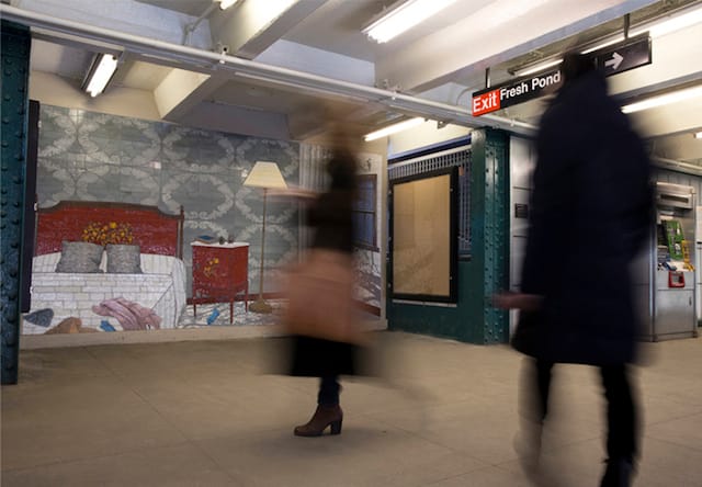 Laura F. Gibellini, "Dom (Variations)" (2013), glass mosaic & photo-engraved tiles in the Fresh Pond Station