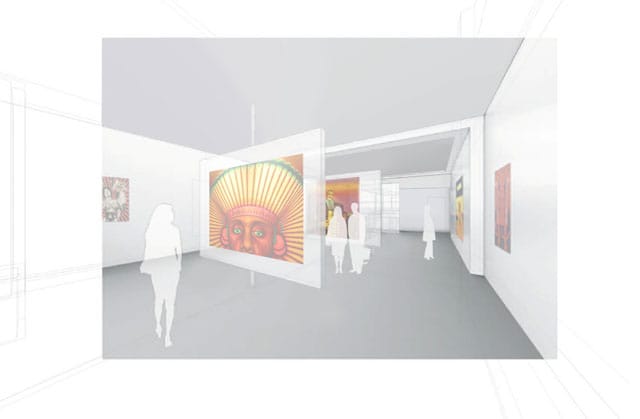 Rendering of the interior of the Ed Paschke Art Center (click to enlarge)