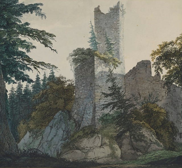 Carl Philipp Fohr (German, 1795–1818) The Ruins of Hohenbaden, 1814/15 Watercolor The Morgan Library & Museum, Thaw Collection