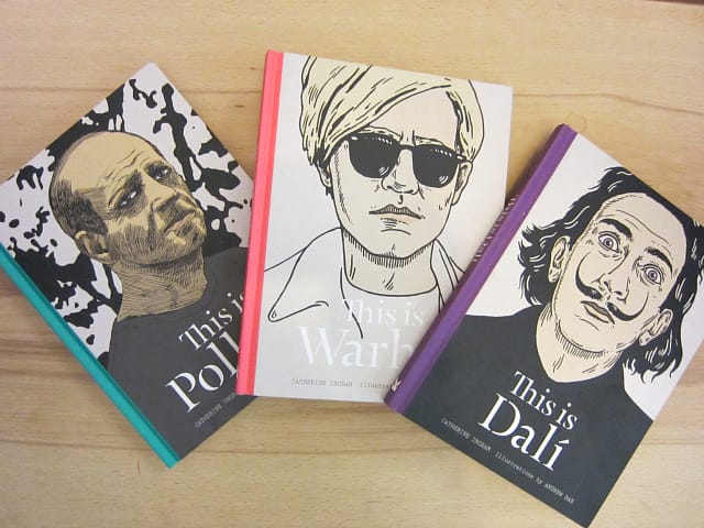 The "This Is" books on Pollock, Warhol, & Dalí (photograph by the author for Hyperallergic)