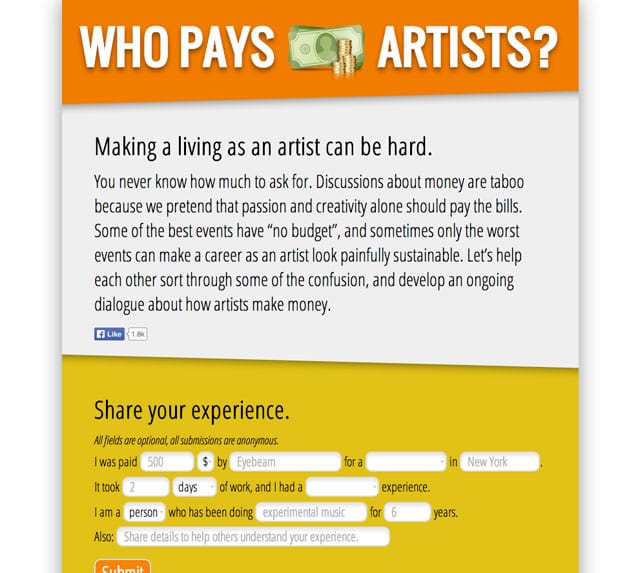 Screenshot of Who Pays Artists?