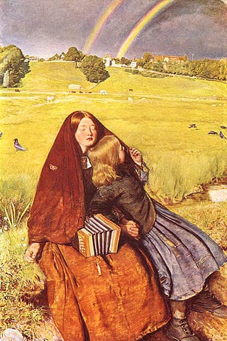 John Everett Millais, "The Blind Girl" (1856), oil on canvas (via Birmingham Museum and Art Gallery)