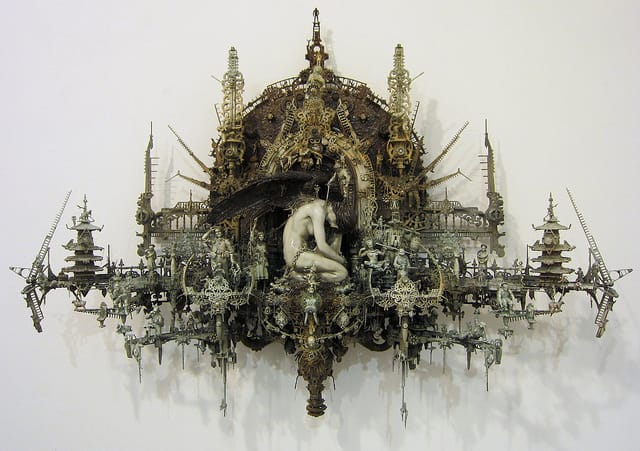 Kris Kuksi, "Seraphim at Rest" (2013), mixed media sculpture