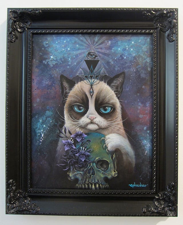 Phresha, "Mind Control Kitty" (2014), acrylic on board