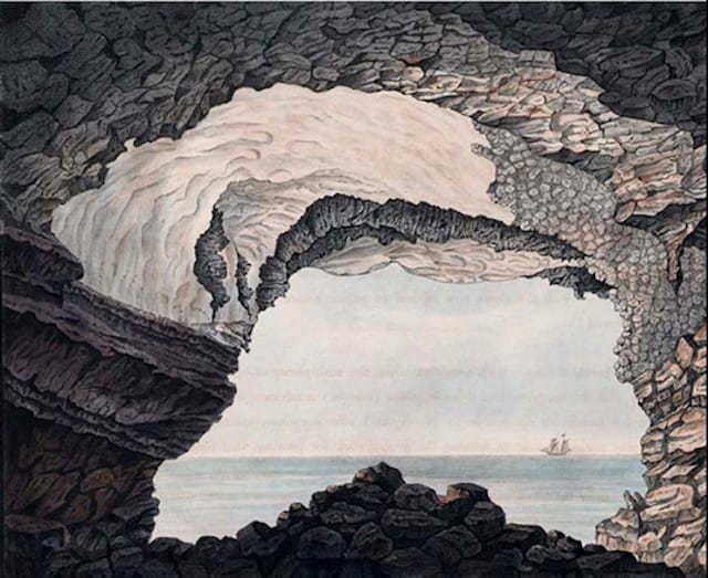 "Cavern at Thompson's point" illustration in Robert Seale's 1834 "The geognosy of the Island of St. Helena, illustrated in a series of views, plans and sections; accompanied with explanatory remarks and observations"