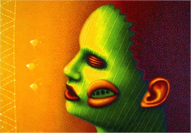 ED PASCHKE  “Collier à Trois”  24” by 36”  oil_canvas  1998  COPYRIGHT- THE ESTATE OF ED PASCHKE.  COURTESY- MARY BOONE GALLERY, NEW YORK.