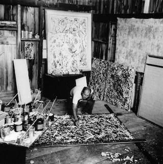 Jackson-Pollock-portrait-from-Wilfred-Zogbaum-in-the-atelier-of-Fireplace-road-1947