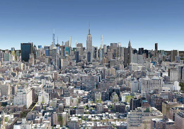 The Midtown Manhattan skyline in 2020. (original image via YIMBY, GIF Hrag Vartanian/Hyperallergic)