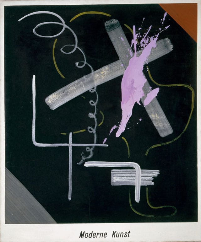Sigmar Polke, "Modern Art (Moderne Kunst)" (1968), acrylic and lacquer on canvas, 59 1/16 x 49 3/16″ (150 x 125 cm), Froehlich Collection, Stuttgart (© 2014 Estate of Sigmar Polke / Artists Rights Society [ARS], New York / VG Bild-Kunst, Bonn)