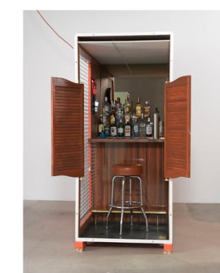 Alex Hubbard, Montecore’s, 2013, multi-media assemblage with museum crate, 91.5 x 69 x 41 (photo via tellesfineart.com)