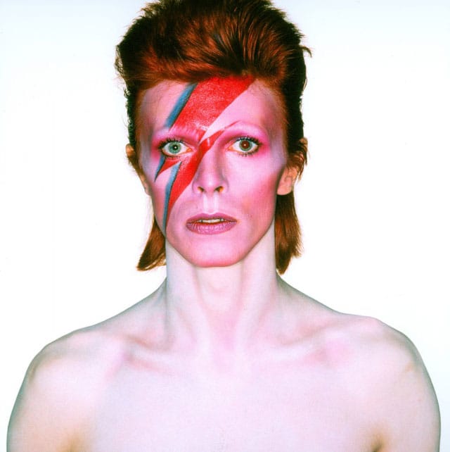 David Bowie, album cover shoot for 'Aladdin Sane' (1973) (photo by Brian Duffy, © Duffy Archive & The David Bowie Archive) (click to enlarge)
