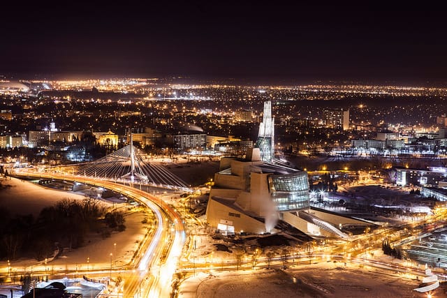 Aerial view of the Canadian Museum for Human Rights (courtesy the museum)