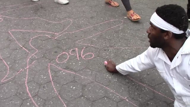 Whitney Hunter and Preach R. Sun, "Body Count: Counting the Dead. #101" (2014) (photo courtesy of the artist)