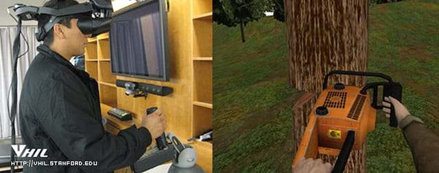 Virtually cutting down a tree (courtesy Virtual Human Interaction Lab)