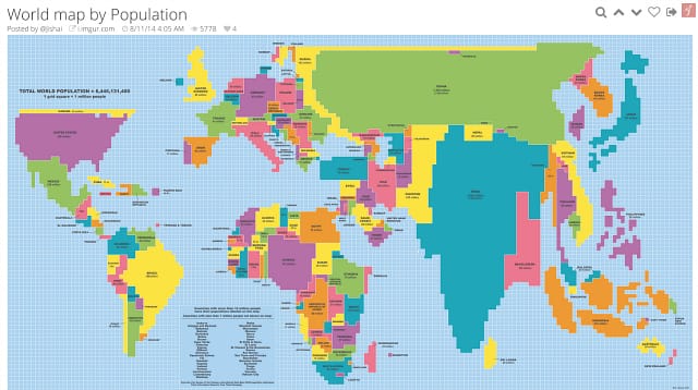 Screenshot of the "World Map by Population" on Dadaviz
